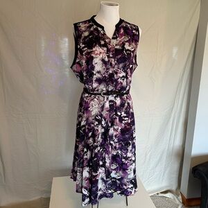 Simply Vera Wang sleeveless belted shirt-dress midi fit & flare XL purple mauve